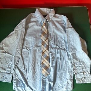 George Light Blue Button Down Shirt with Plaid Tie